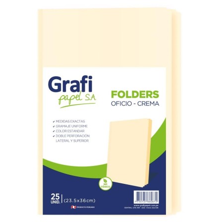 Folder Manila Grafipapel Oficio Crema x 25 Unidades