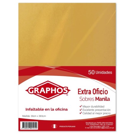 Sobres Manila Graphos Extra Oficio x 50 Unidades