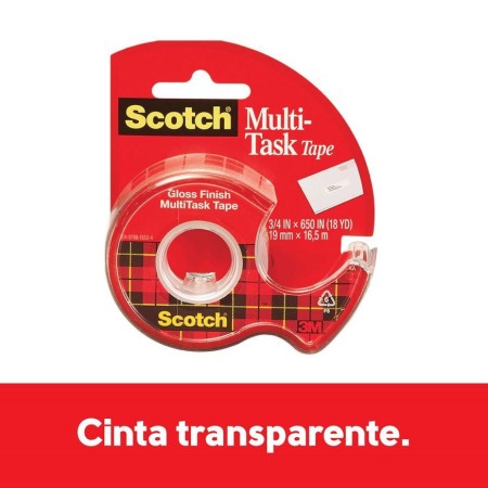Cinta Transparente Scotch 3M MultiTask 19 mm x 16.5 m con Dispensador