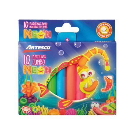Plastilina Jumbo Artesco Neón X 10 Und